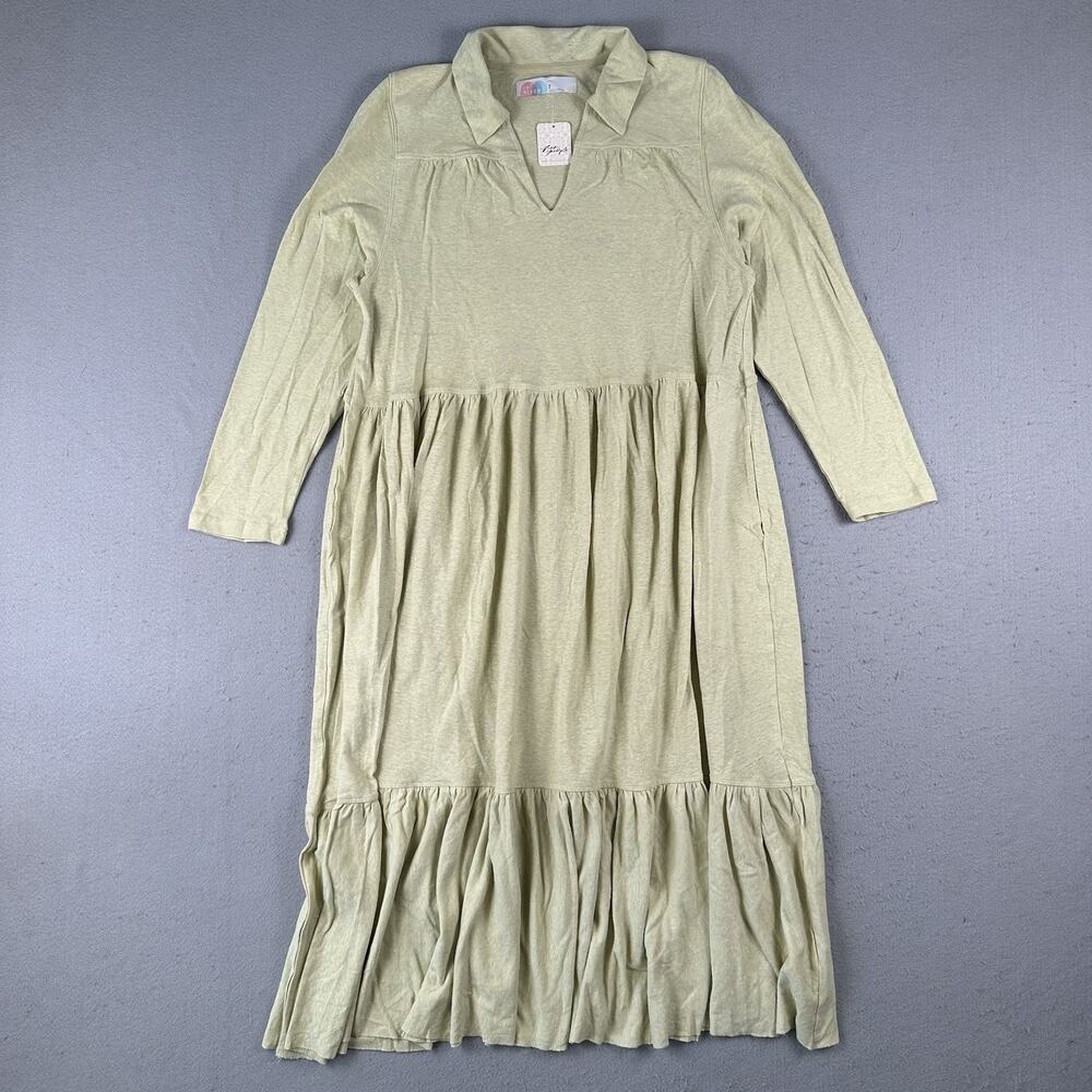 Free People Moonlight Midi Dress Small Fava‎ Bean Green Cotton Hemp FP Beach